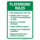 Playground Rules Sign, Traffic Sign