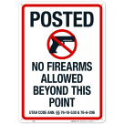 Utah Posted No Firearms Allowed Beyond This Point Sign