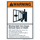 Moving Gate Sign, Moving Gate Can Cause Serious Injury or Death