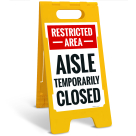 Restricted Area Aisle Temporarily Closed Sidewalk Sign Kit,