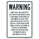 Warning Under Texas Law A Farm Animal Professional Sign,