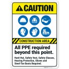 Construction Area All Ppe Required Beyond This Point Sign,
