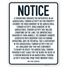 Notice A Person Who Observes Or Participates In An Agricultural Tourism Activity On This Property Sign,