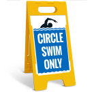 Circle Swim Only Folding Floor Sign,